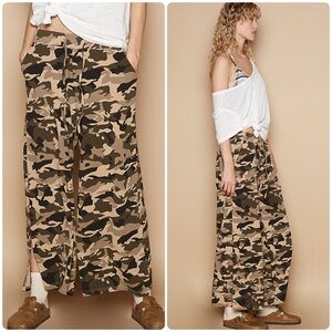 🆕 POL - Stylish - Camouflage - Crop Wide-Leg - Pants - 100% COTTON
